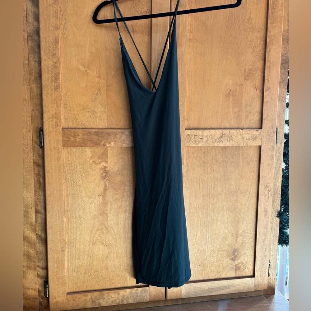 Dark green holiday slim dress
